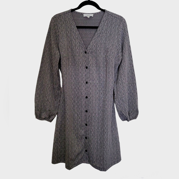 Lucky Brand knit V-neck Button front dress billowy balloon sleeve dress size L - Picture 4 of 12